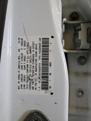 1HGCM56427A049716 - 2007 HONDA ACCORD LX WHITE photo 12