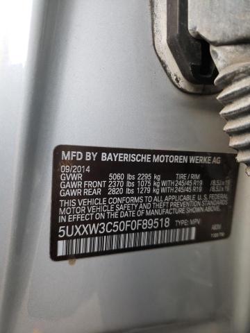 5UXXW3C50F0F89518 - 2015 BMW X4 XDRIVE28I SILVER photo 13