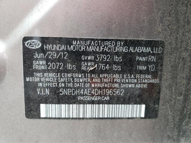 5NPDH4AE4DH196562 - 2013 HYUNDAI ELANTRA GLS BROWN photo 12