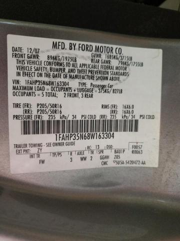 1FAHP35N68W163304 - 2008 FORD FOCUS SE SILVER photo 13