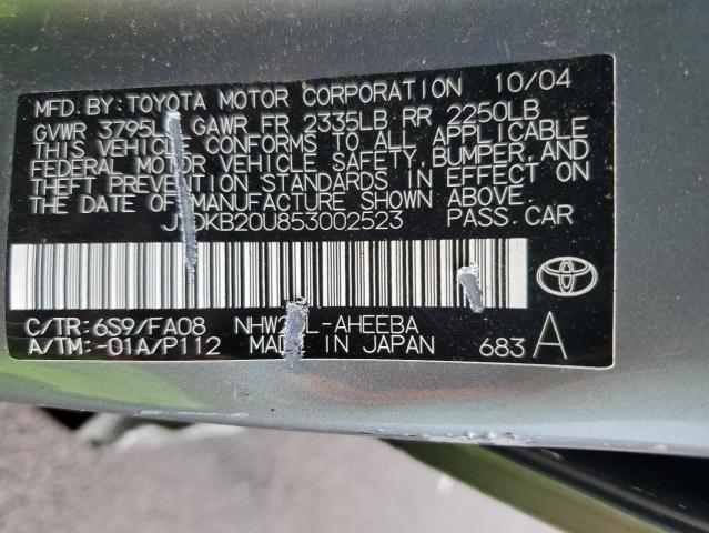 JTDKB20U853002523 - 2005 TOYOTA PRIUS GRAY photo 12