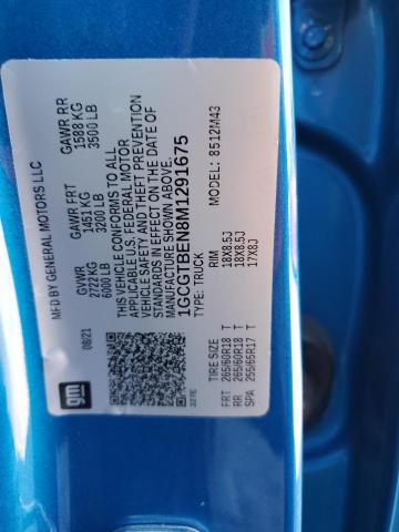 1GCGTBEN8M1291675 - 2021 CHEVROLET COLORADO BLUE photo 12