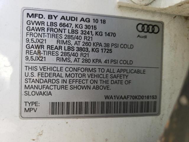 WA1VAAF70KD016153 - 2019 AUDI Q7 PRESTIGE 白色 照片 14