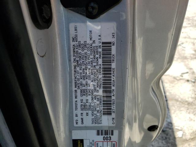 5TETX22N27Z396892 - 2007 TOYOTA TACOMA ACCESS CAB ვერცხლისფერი ფოტო 12