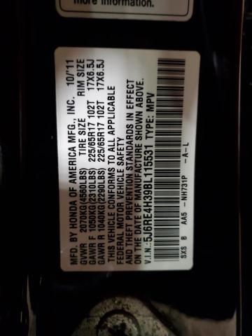 5J6RE4H39BL115531 - 2011 HONDA CR-V LX BLACK photo 13