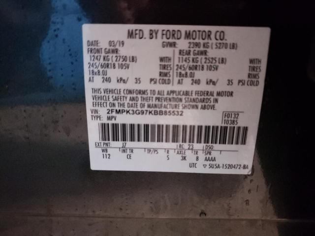 2FMPK3G97KBB85532 - 2019 FORD EDGE SE GRAY photo 13