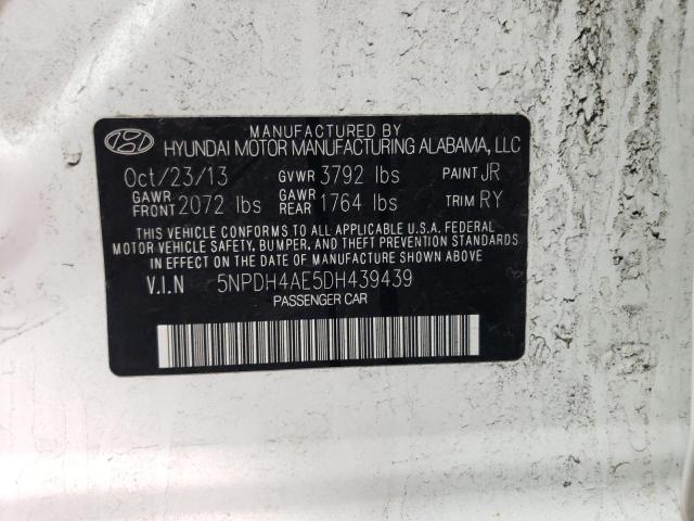 5NPDH4AE5DH439439 - 2013 HYUNDAI ELANTRA GLS WHITE photo 12