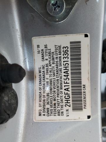 2HGFA1F54AH513363 - 2010 HONDA CIVIC LX SILVER photo 12