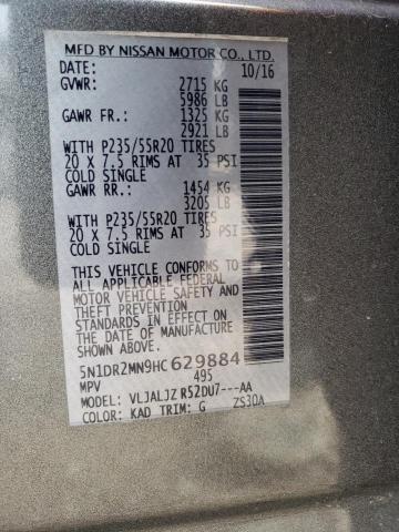 5N1DR2MN9HC629884 - 2017 NISSAN PATHFINDER S 灰色 照片 13