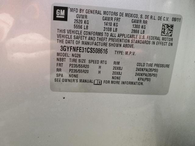 3GYFNFE31CS508616 - 2012 CADILLAC SRX PREMIUM COLLECTION SILVER photo 12