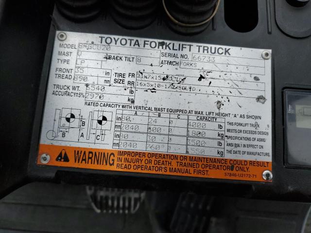 66733 - 2015 TOYOTA FORKLIFT ORANGE photo 10