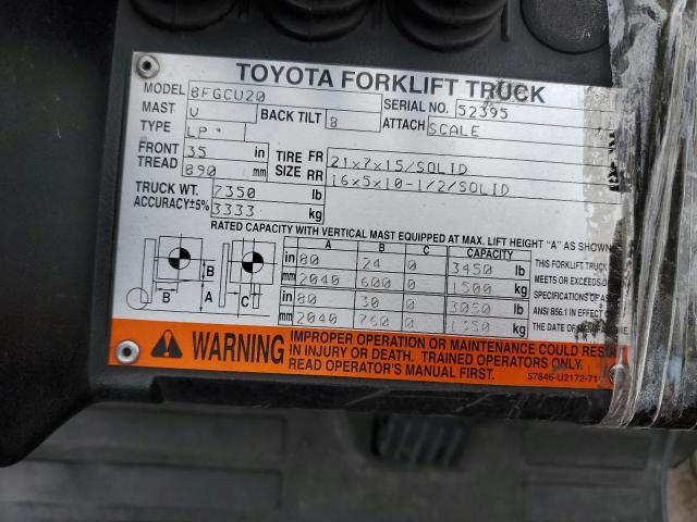 52395 - 2014 TOYOTA FORKLIFT ORANGE photo 10