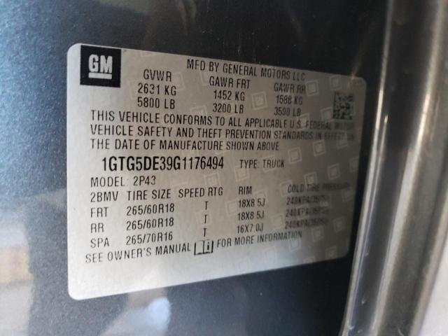 1GTG5DE39G1176494 - 2016 GMC CANYON SLT CHARCOAL photo 12