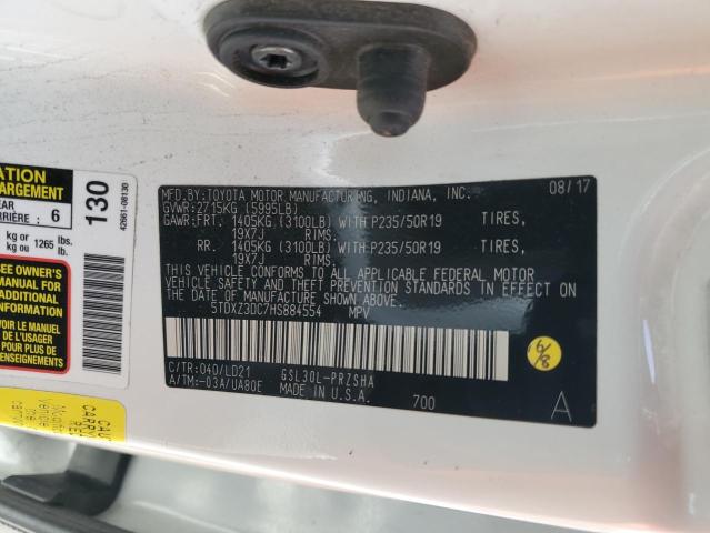 5TDXZ3DC7HS884554 - 2017 TOYOTA SIENNA SE WHITE photo 13