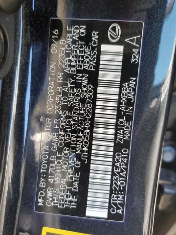 JTHKD5BHXH2287309 - 2017 LEXUS CT 200 BLACK photo 12