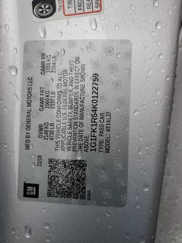 1G1FK1R64K0122759 - 2019 CHEVROLET CAMARO ZL1 银色 照片 12