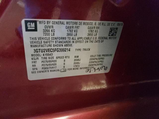 3GTU2VEC5FG399214 - 2015 GMC SIERRA K1500 SLT BURGUNDY photo 12