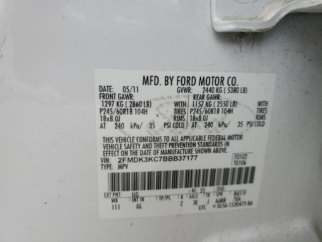 2FMDK3KC7BBB37177 - 2011 FORD EDGE LIMITED WHITE photo 14