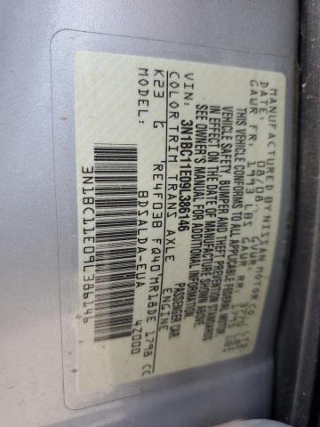 3N1BC11E09L386146 - 2009 NISSAN VERSA S SILVER photo 12