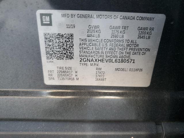 2GNAXHEV0L6180571 - 2020 CHEVROLET EQUINOX LS GRAY photo 14