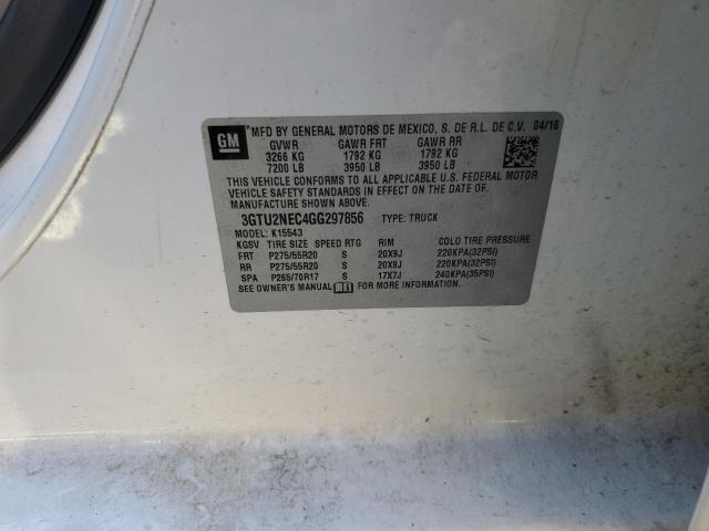 3GTU2NEC4GG297856 - 2016 GMC SIERRA K1500 SLT WHITE photo 12