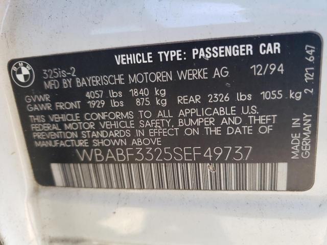 WBABF3325SEF49737 - 1995 BMW 325 IS Weiß Foto 10