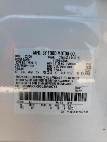 2FMPK4K93LBA69758 - 2020 FORD EDGE TITANIUM WHITE photo 13