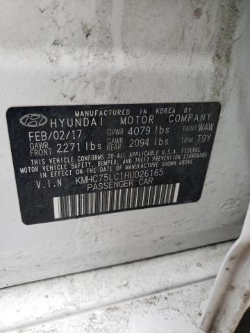 KMHC75LC1HU026165 - 2017 HYUNDAI IONIQ SEL WHITE photo 12