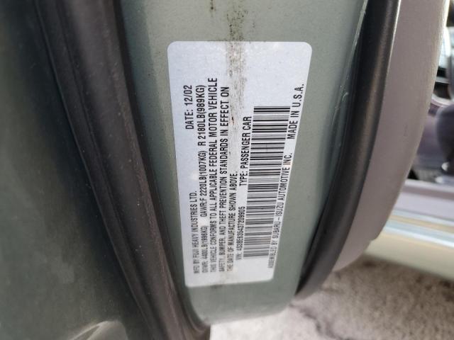 4S3BE635437209905 - 2003 SUBARU LEGACY L GREEN photo 12