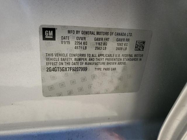 2G4GT5GX7F9207999 - 2015 BUICK REGAL GS ვერცხლისფერი ფოტო 12