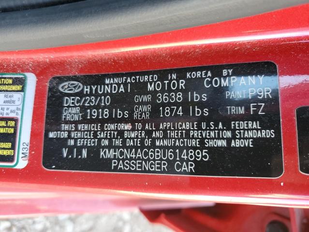 KMHCN4AC6BU614895 - 2011 HYUNDAI ACCENT GLS RED photo 12