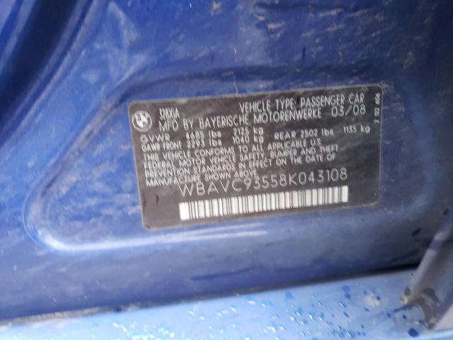 WBAVC93558K043108 - 2008 BMW 328 XI BLUE photo 13