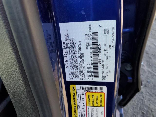 3FA6P0LU7DR103304 - 2013 FORD FUSION SE HYBRID BLUE photo 12