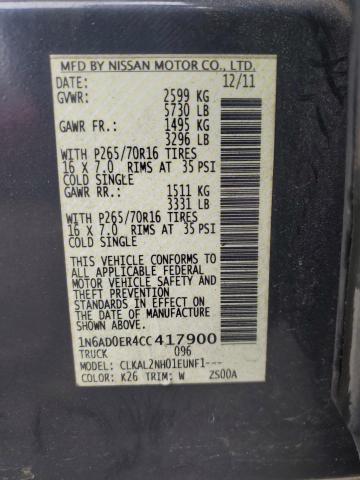 1N6AD0ER4CC417900 - 2012 NISSAN FRONTIER S CHARCOAL photo 12