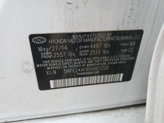 5NPE24AF6FH007220 - 2015 HYUNDAI SONATA SE WHITE photo 12