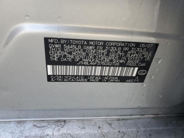 JTHBL46F375042726 - 2007 LEXUS LS 460 SILVER photo 12