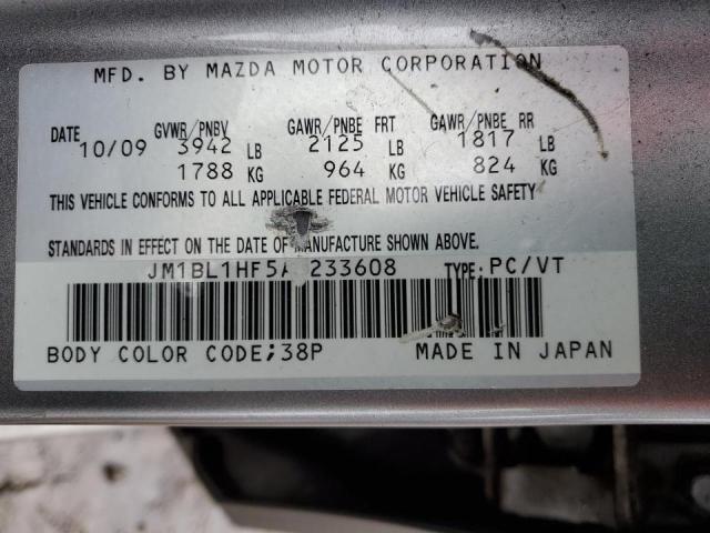 JM1BL1HF5A1233608 - 2010 MAZDA 3 I GRAY photo 12