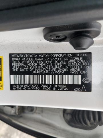 JTHKD5BH1F2219204 - 2015 LEXUS CT 200 WHITE photo 12