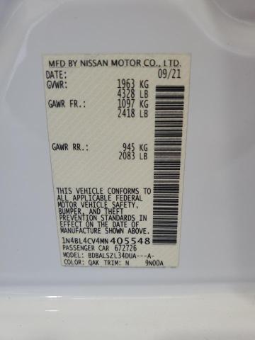 1N4BL4CV4MN405548 - 2021 NISSAN ALTIMA SR WHITE photo 12