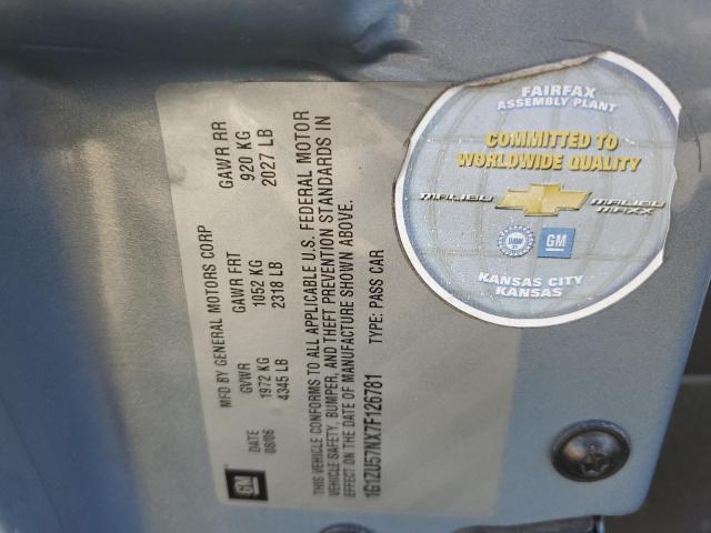 1G1ZU57NX7F126781 - 2007 CHEVROLET MALIBU LTZ ნაცრისფერი ფოტო 12