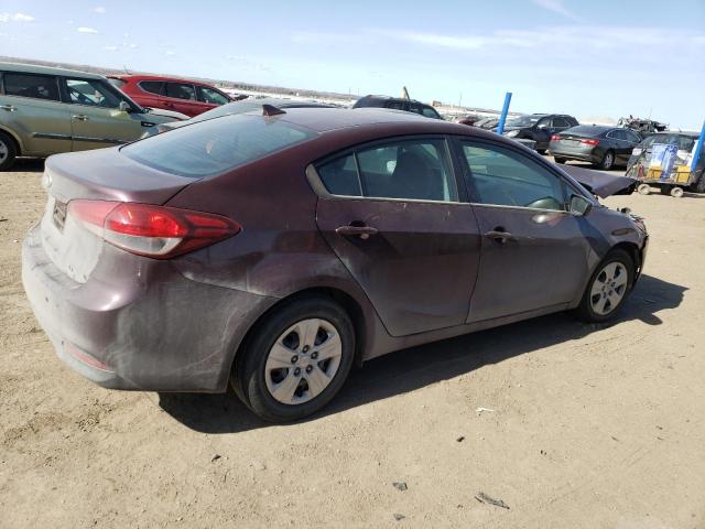 3KPFK4A77HE062263 - 2017 KIA FORTE LX BURGUNDY photo 3