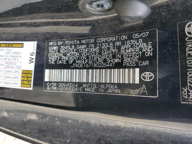 JTKDE167180225447 - 2008 TOYOTA SCION TC 黑色 照片 12