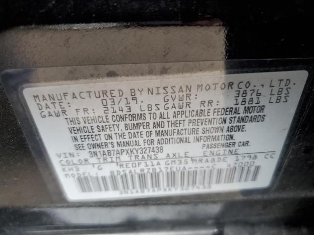 3N1AB7APXKY327438 - 2019 NISSAN SENTRA S BLACK photo 13