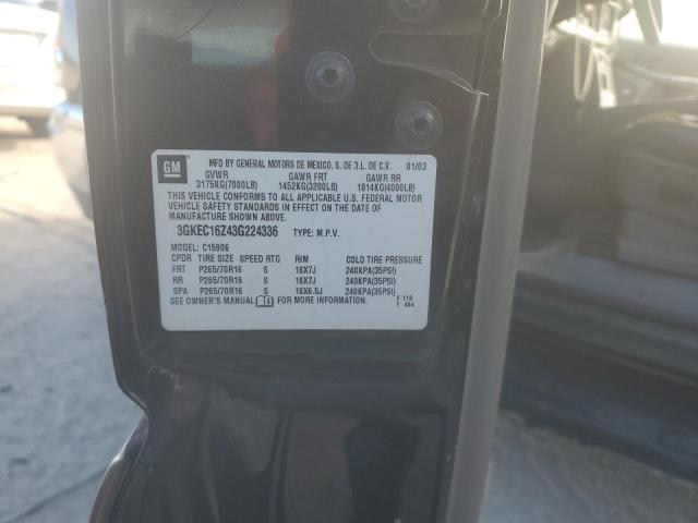 3GKEC16Z43G224336 - 2003 GMC YUKON XL C1500 BLACK photo 13