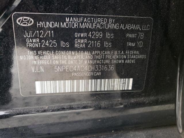 5NPEC4AC4CH331636 - 2012 HYUNDAI SONATA SE BLACK photo 13