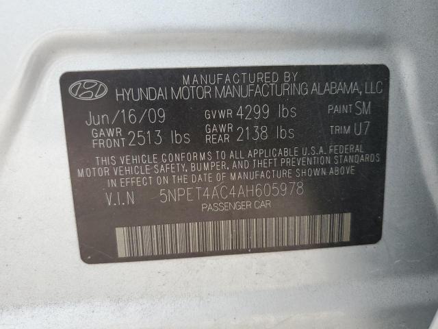 5NPET4AC4AH605978 - 2010 HYUNDAI SONATA GLS SILVER photo 13