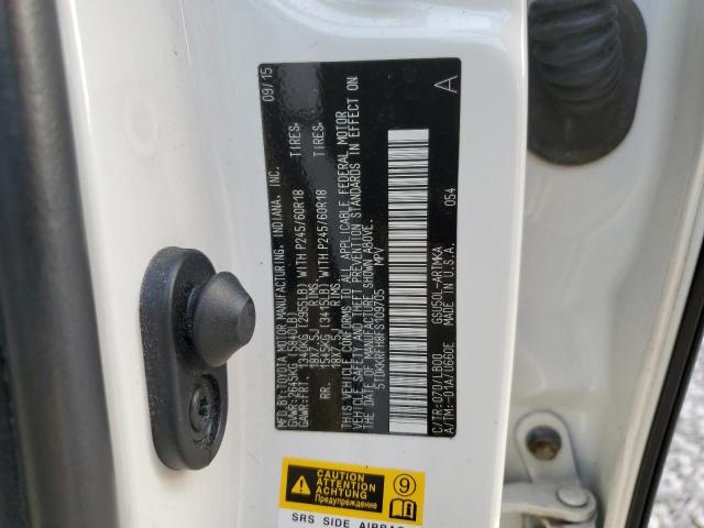 5TDKKRFH8FS109705 - 2015 TOYOTA HIGHLANDER XLE Ağ foto 12