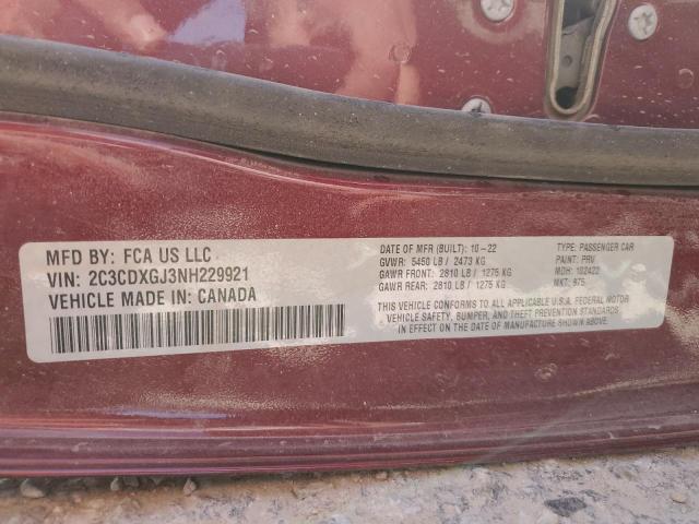 2C3CDXGJ3NH229921 - 2022 DODGE CHARGER SCAT PACK MAROON photo 13