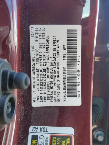 5J6RM4H78EL069281 - 2014 HONDA CR-V EXL BURGUNDY photo 14