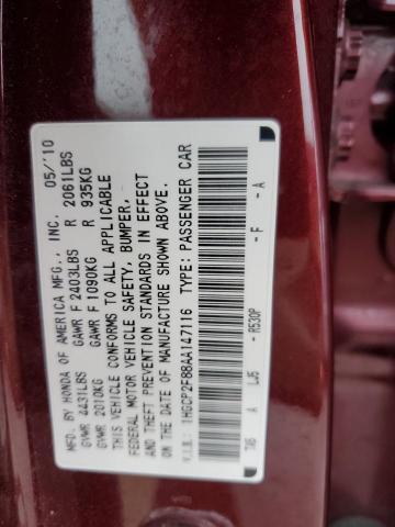 1HGCP2F88AA147116 - 2010 HONDA ACCORD EXL MAROON photo 12